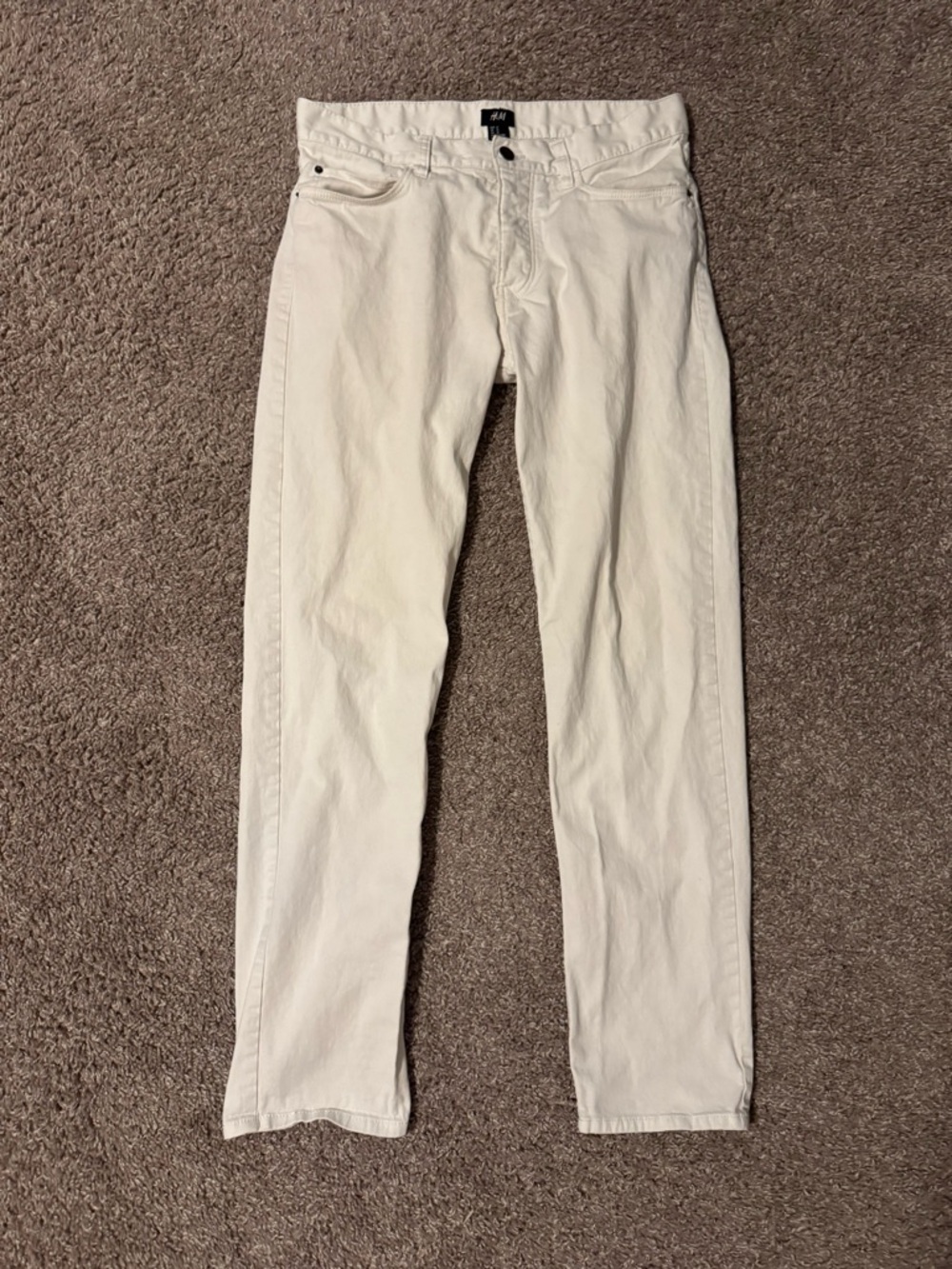 H&M Men’s Off White Slim Fit Jeans Classic Denim Button Fly Size 31
